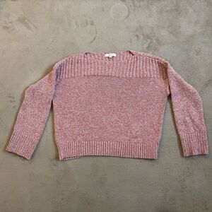 LOFT Women's Heathered Pink Crew Neck Sweater
